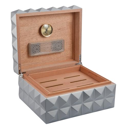 厂家定制菱角钻石切面黑色鸡蛋壳雪茄保湿盒保湿箱 雪松木雪茄盒
